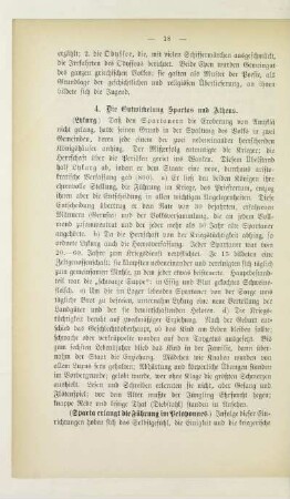 4. Die Entwickelung Spartas und Athens