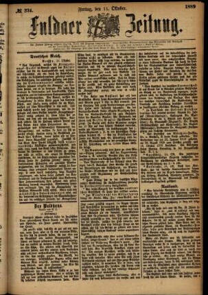 Ausgabe vom Freitag, den 11. Oktober 1889.