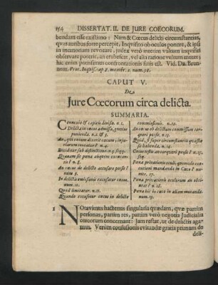 Caput V. De Iure Coecorum circa delicta.