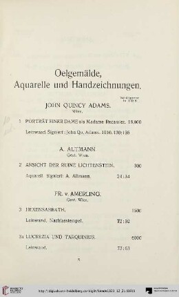 Oelgemälde, Aquarelle, Handzeichnungen etc., Miniaturen u. Aquarellporträts (Nr. 1-210)