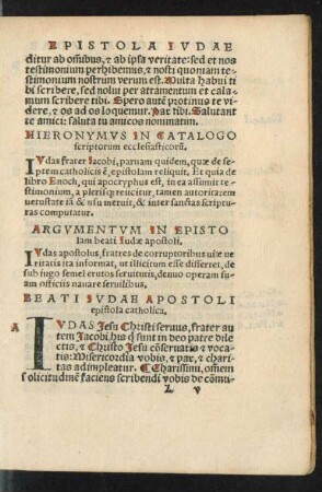 Argumentum In Epistolam beati Iudae apostoli.