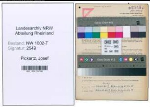 Entnazifizierung Josef Pickartz , geb. 02.04.1892 (Rohrmeister)