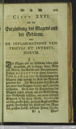 Caput XXVI. von der Entzündung des Magens und der Gedärme, oder De Inflammatione Ventriculi Et Intestinorum