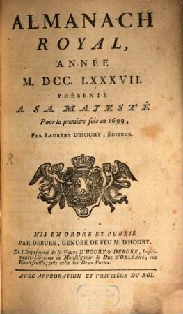 Almanach royal. 1787