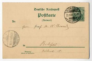 Franz Jostes (Münster) an Wilbrand (Bielefeld)