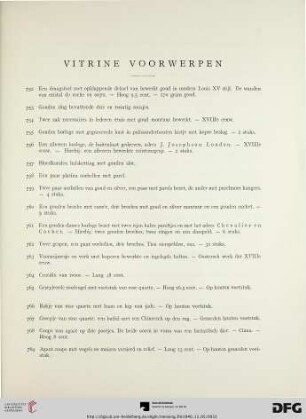 Vitrine voorwerpen (Nr. 752-782)
