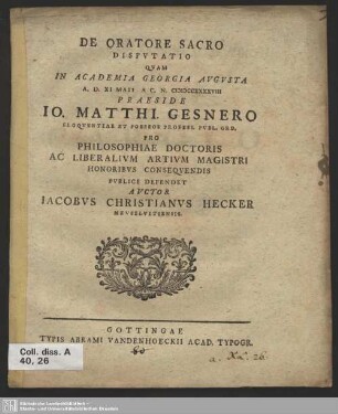 De Oratore Sacro Disputatio