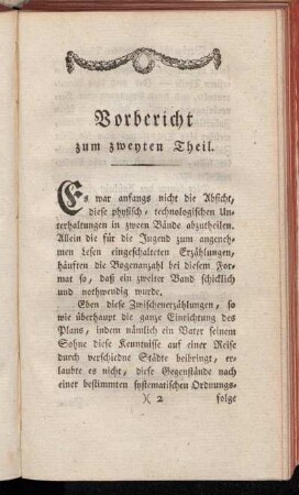 Vorbericht zum zweyten Theil.