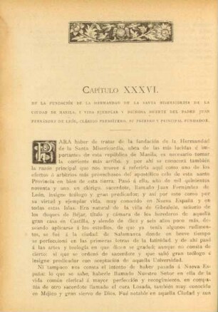 Capítulo XXXVI. De la fundación de la hermandad de la Santa Misericordia de la ciudad de Manila, ...