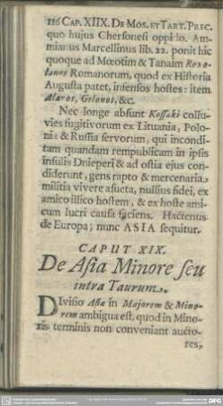 Caput XIX. De Asia Minore seu intra Taurum