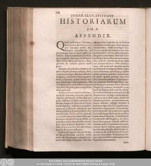 Iohan. Cluv. Epitomes Historiarum Lib. X.