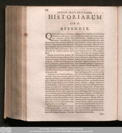 Iohan. Cluv. Epitomes Historiarum Lib. X.