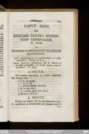 Caput XXVI. De Remediis Contra Sententiam Criminalem, In Specie De Remediis Suspensiviset Ulteriori Defensione.