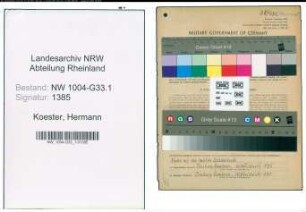Entnazifizierung Hermann Koester , geb. 03.05.1898 (Lehrer)
