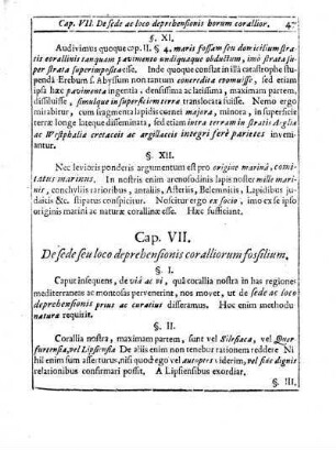Cap. VII. De sede seu loco deprehensionis coralliorum fossilium