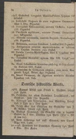 Deutsche historische Werke [und französische Litteratur]