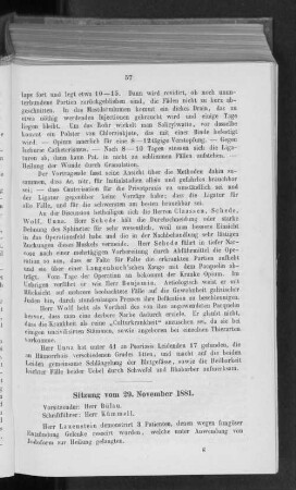 Sitzung vom 29. November 1881.