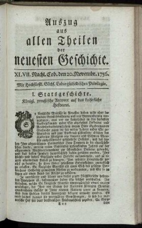 XLVII. Nachl. Cob. den 20. Novembr. 1756.