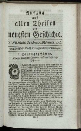XLVII. Nachl. Cob. den 20. Novembr. 1756.