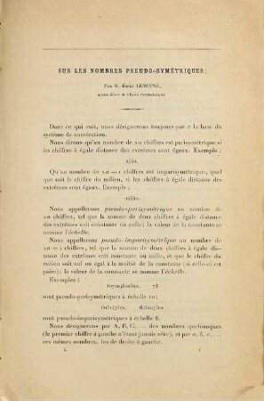 (Opuscules géométriques), [6]. Sur les nombres pseudo-symétriques
