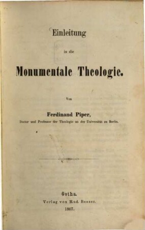 Einleitung in die Monumentale Theologie