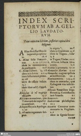 Index Scriptorum Ab A. Gelio Laudatorum