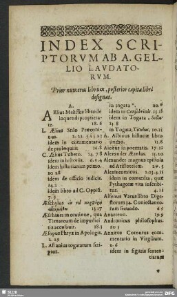 Index Scriptorum Ab A. Gelio Laudatorum
