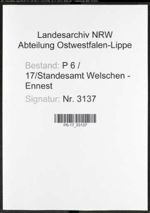 Sterberegister Standesamt Welschen-Ennest