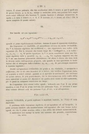 Intorno alla risoluzione algebrica delle equazioni.