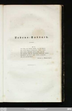 Lebens-Sabbath.