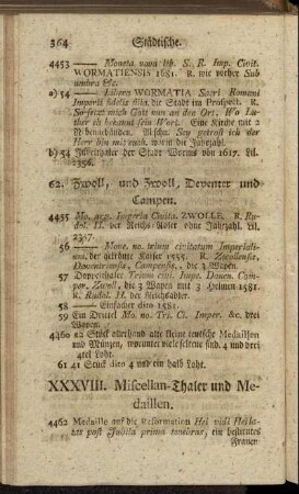 XXXVIII. Miscellan-Thaler und Medaillen.