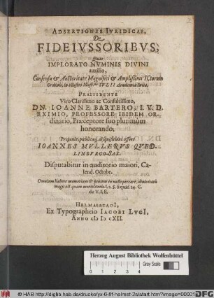 Adsertiones Iuridicae, De Fideiussoribus