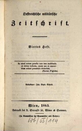 Oestreichische militärische Zeitschrift. 1843, 4/6