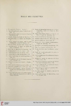 Table des vignettes