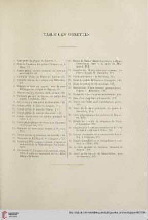 Table des vignettes