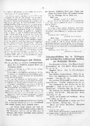 Zusammenstellung der in Zeitungen und Zeitschriften erschienen Aufsätze zur Geschichte Berlins