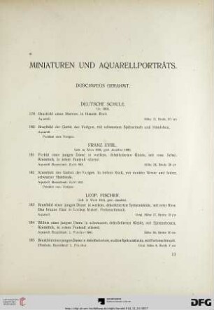 Miniaturen und Aquarellenporträts (Nr. 179-203)