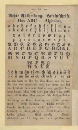 Achte Abtheilung. Lateinschrift
