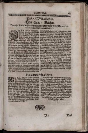 Das XXXVII. Capitel. Von Lehr-Briefen