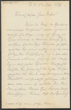 Brief an B. Schott's Söhne : 13.11.1896