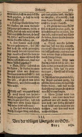XLI. Von der völligen Ubergabe zu Gott