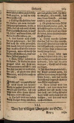 XLI. Von der völligen Ubergabe zu Gott