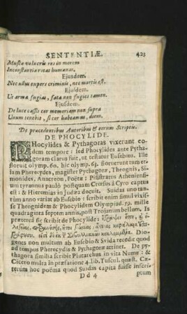 De praecedentibus Autoribus & eorum Scriptis.