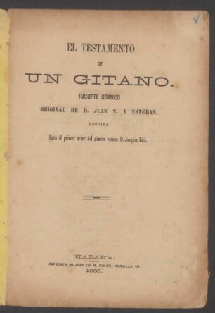 El testamento de un gitano : juguete cómico