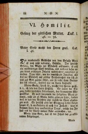 VI. Homilie. Gesang der göttlichen Mutter. Luk. I. 46.-56.