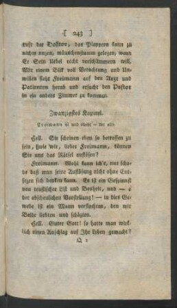 Zwanzigstes Kapitel. Freimann ist und bleibt - der alte