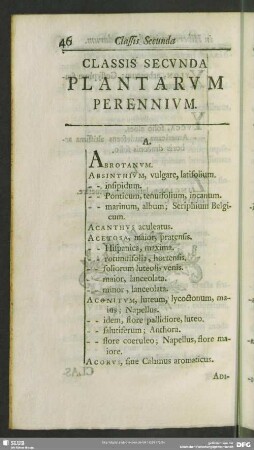 Classis secunda plantarum perennium