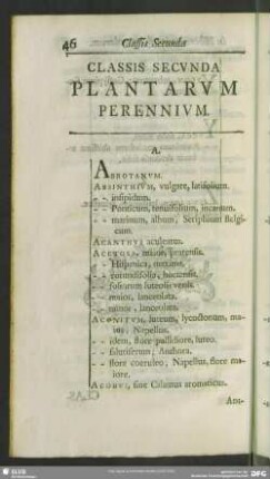Classis secunda plantarum perennium