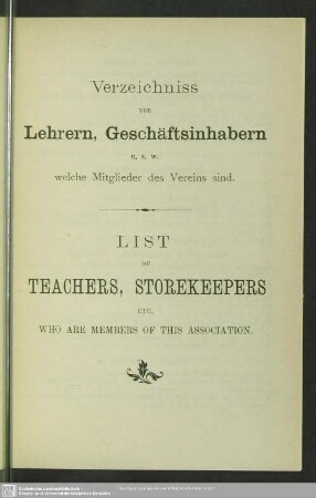 Verzeichniss – List