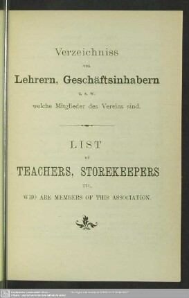 Verzeichniss – List